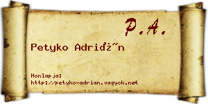 Petyko Adrián névjegykártya
